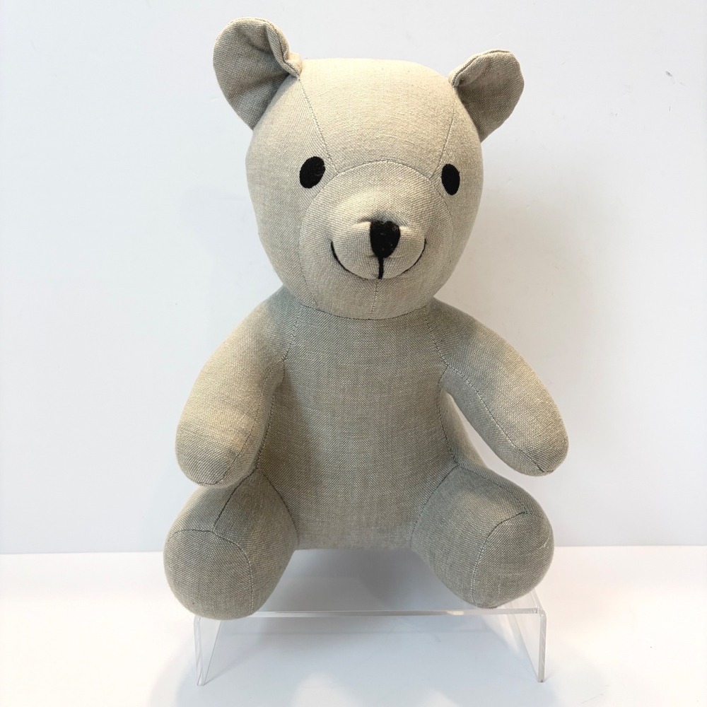 Restoration Hardware Baby & Child Grey Cotton Stuffed Teddy Bear Neutral Minimal